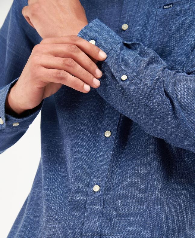 Barbour Clothing Men Denim Blue Ramport Tailored Shirt 2BB2F388