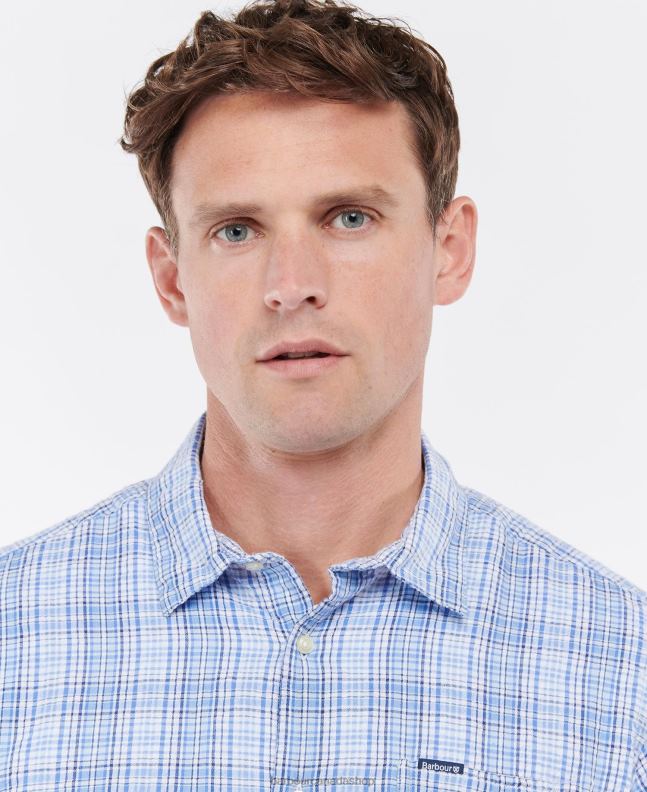 Barbour Clothing Men Dusty Mint Deanhill Short Sleeve Summer Shirt 2BB2F400