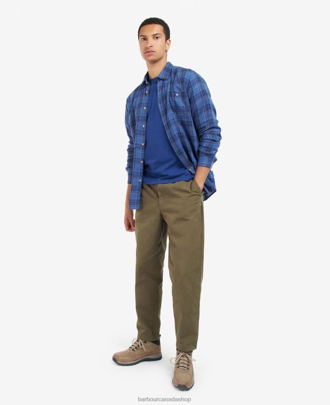 Barbour Clothing Men Inky Blue Arranmore Tartan Tailored Shirt 2BB2F379