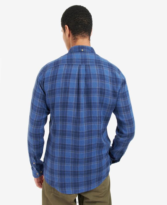 Barbour Clothing Men Inky Blue Arranmore Tartan Tailored Shirt 2BB2F379