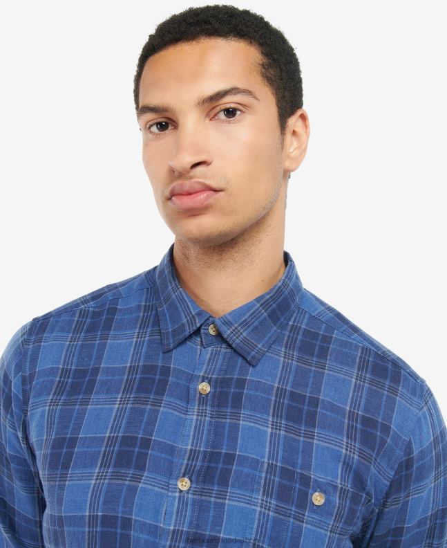 Barbour Clothing Men Inky Blue Arranmore Tartan Tailored Shirt 2BB2F379