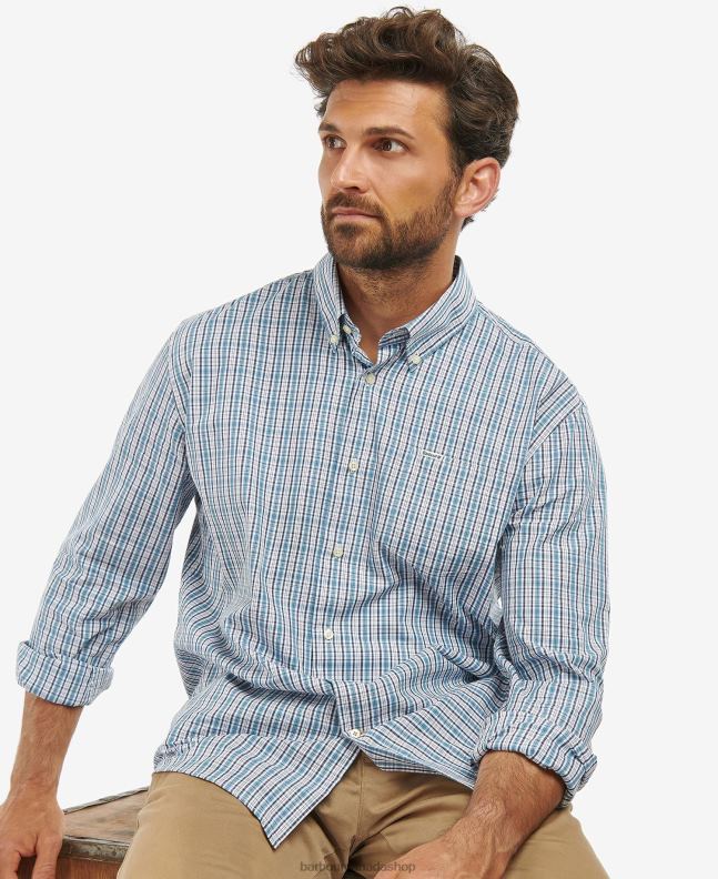 Barbour Clothing Men Mid Blue Otterburn Regular Checked Shirt 2BB2F414