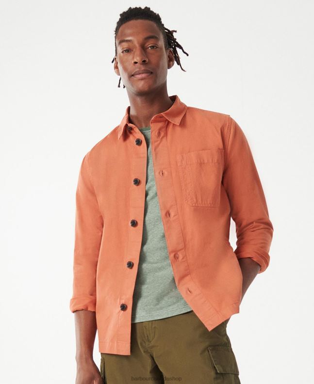 Barbour Clothing Men Orange Spice Longshore Overshirt 2BB2F389