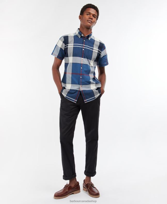 Barbour Clothing Men Summer Navy Douglas Short Sleeve Tailored Shirt 2BB2F354