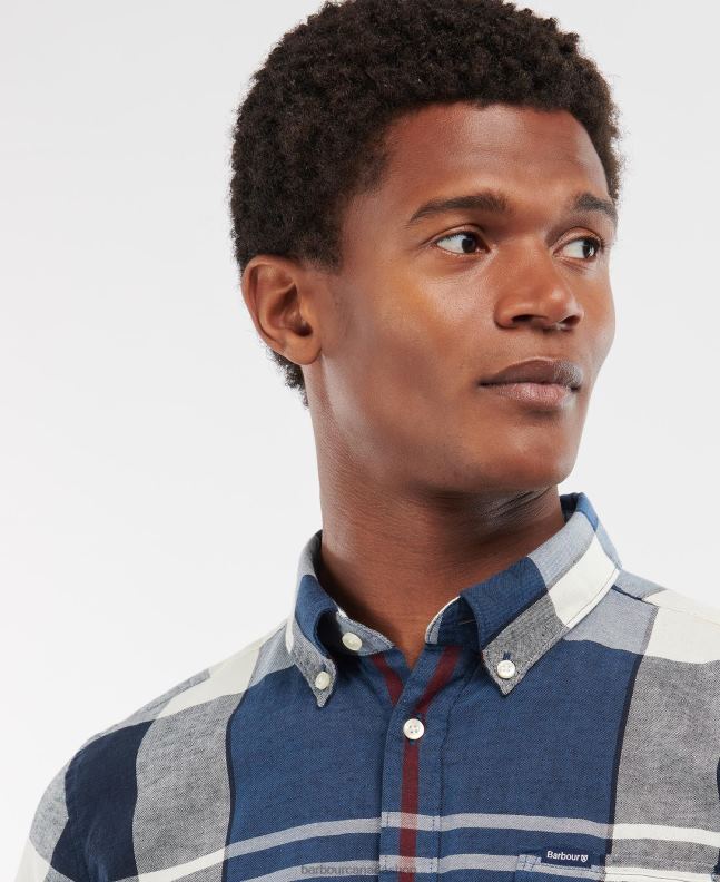 Barbour Clothing Men Summer Navy Douglas Short Sleeve Tailored Shirt 2BB2F354