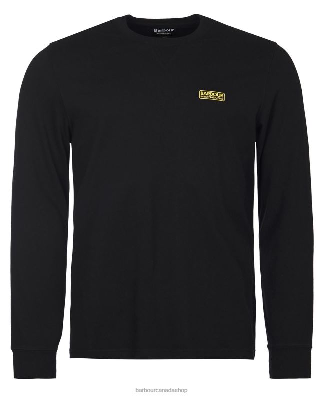 Barbour Clothing Men Black Long Sleeved Logo T-Shirt 2BB2F898