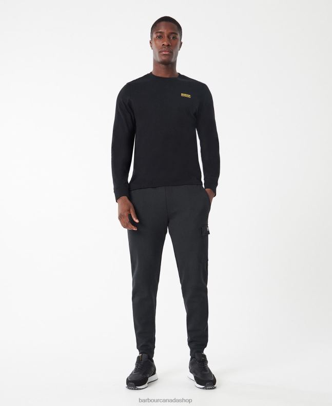 Barbour Clothing Men Black Long Sleeved Logo T-Shirt 2BB2F898