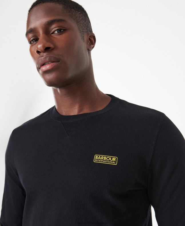 Barbour Clothing Men Black Long Sleeved Logo T-Shirt 2BB2F898