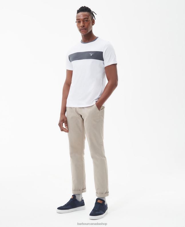 Barbour Clothing Men Classic White Steaford Panel T-Shirt 2BB2F754