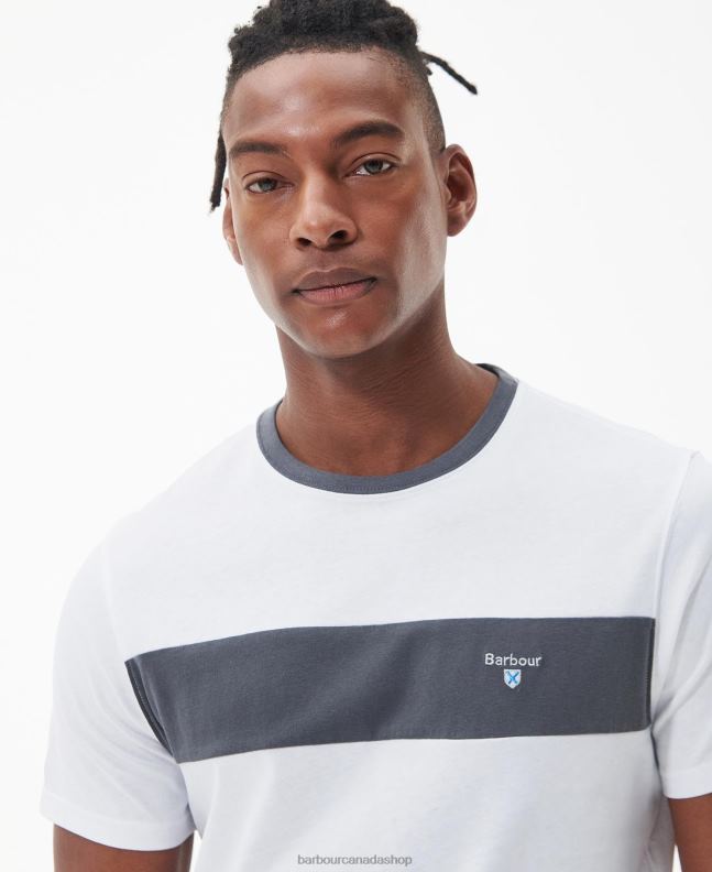 Barbour Clothing Men Classic White Steaford Panel T-Shirt 2BB2F754