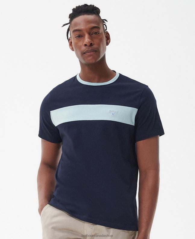 Barbour Clothing Men Classic White Steaford Panel T-Shirt 2BB2F763