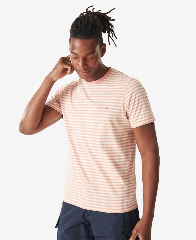 Barbour Clothing Men Faded Orange Bilting Stripe T-Shirt 2BB2F957