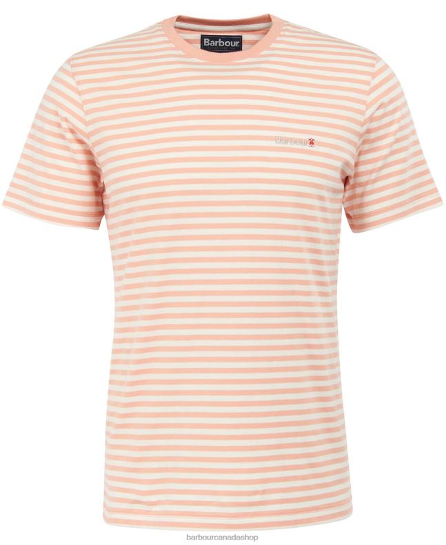 Barbour Clothing Men Faded Orange Bilting Stripe T-Shirt 2BB2F957