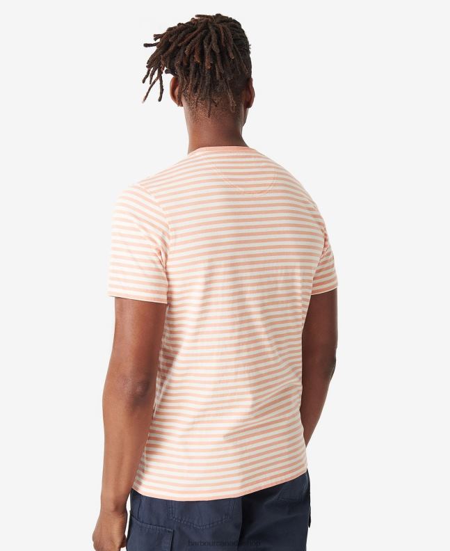Barbour Clothing Men Faded Orange Bilting Stripe T-Shirt 2BB2F957