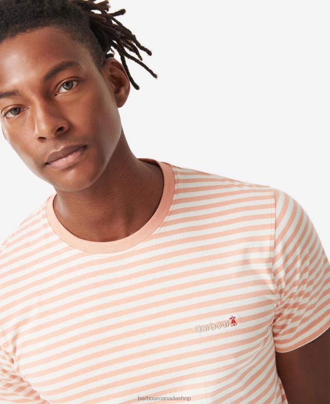 Barbour Clothing Men Faded Orange Bilting Stripe T-Shirt 2BB2F957