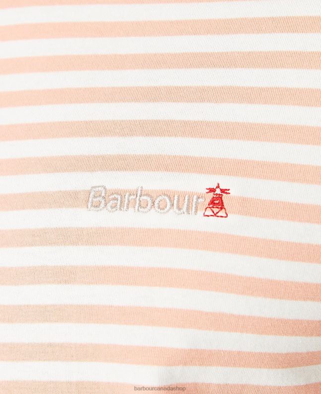 Barbour Clothing Men Faded Orange Bilting Stripe T-Shirt 2BB2F957