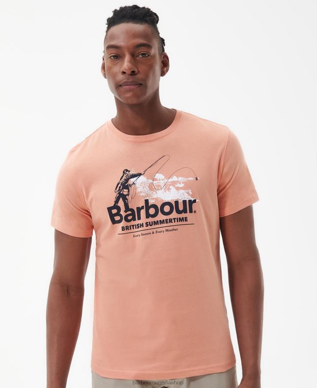 Barbour Clothing Men Faded Orange Cast T-Shirt 2BB2F810