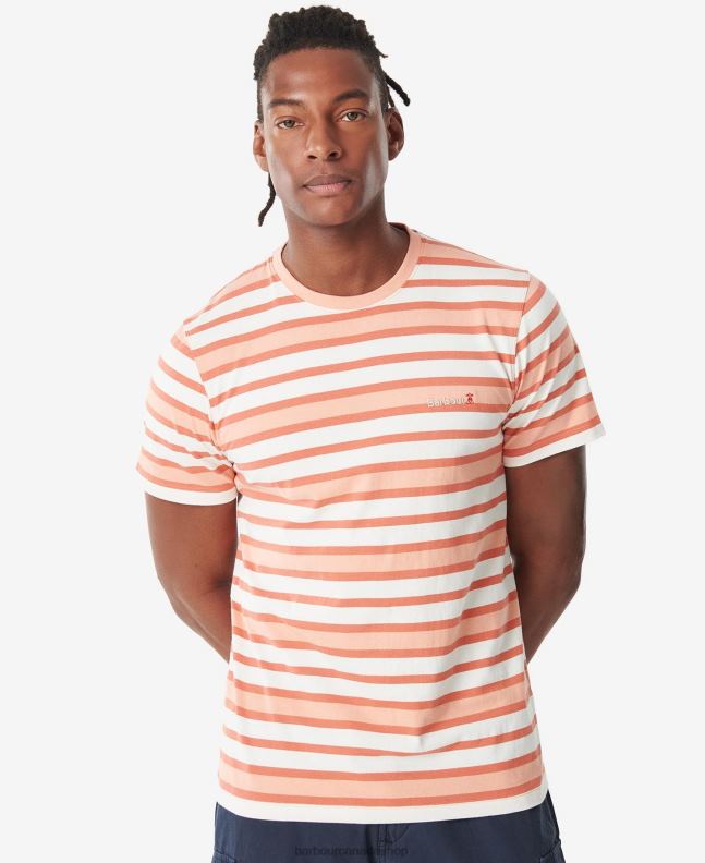Barbour Clothing Men Faded Orange Crundale Stripe T-Shirt 2BB2F795