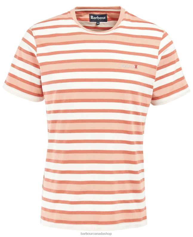 Barbour Clothing Men Faded Orange Crundale Stripe T-Shirt 2BB2F795