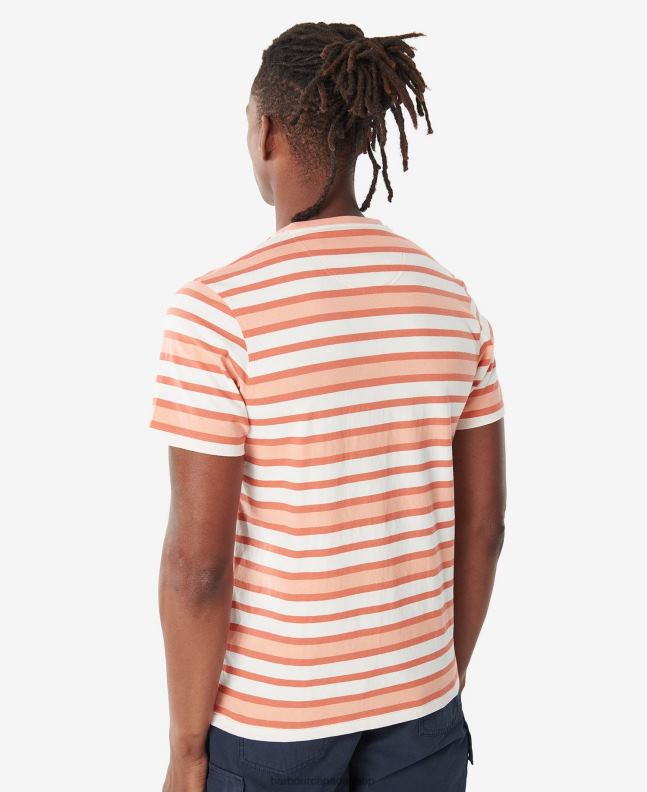 Barbour Clothing Men Faded Orange Crundale Stripe T-Shirt 2BB2F795