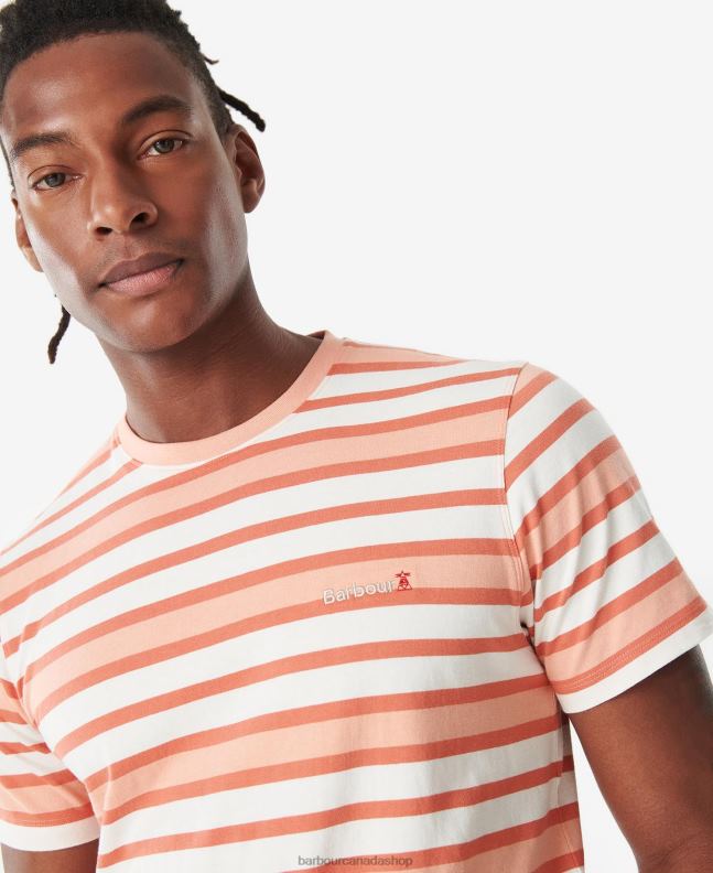 Barbour Clothing Men Faded Orange Crundale Stripe T-Shirt 2BB2F795