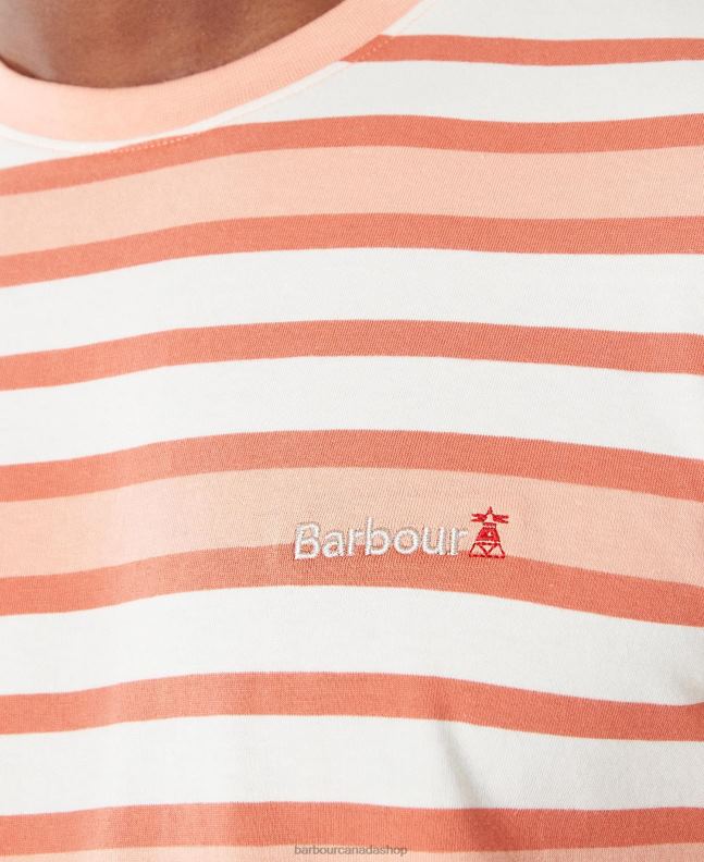 Barbour Clothing Men Faded Orange Crundale Stripe T-Shirt 2BB2F795