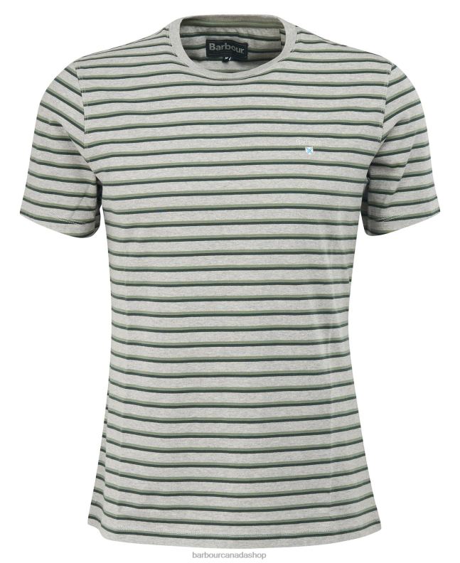 Barbour Clothing Men Grey Marl Ponte Striped T-Shirt 2BB2F934