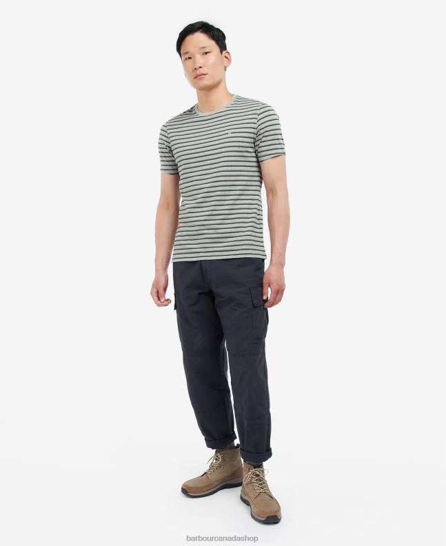 Barbour Clothing Men Grey Marl Ponte Striped T-Shirt 2BB2F934