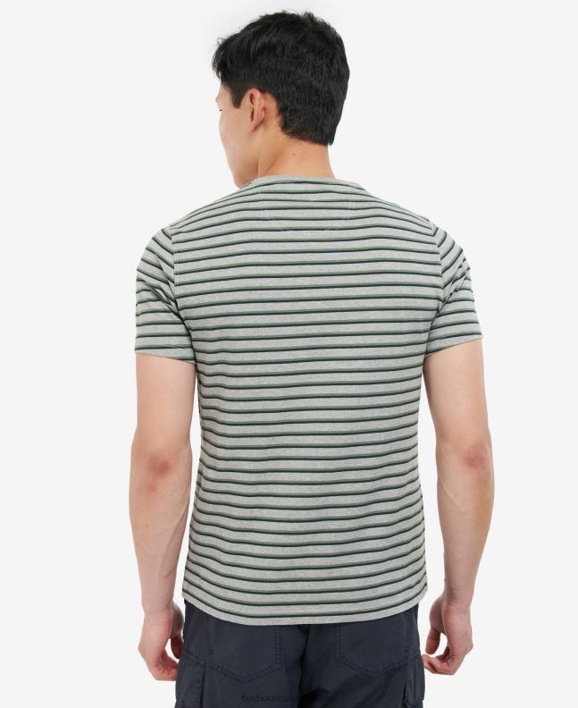 Barbour Clothing Men Grey Marl Ponte Striped T-Shirt 2BB2F934
