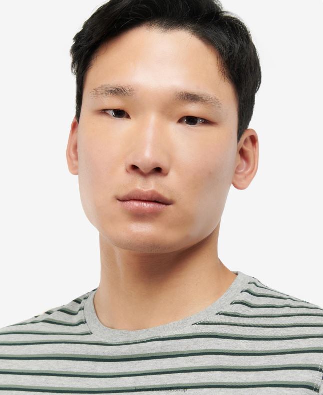 Barbour Clothing Men Grey Marl Ponte Striped T-Shirt 2BB2F934