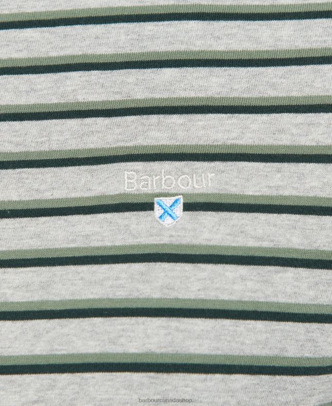 Barbour Clothing Men Grey Marl Ponte Striped T-Shirt 2BB2F934