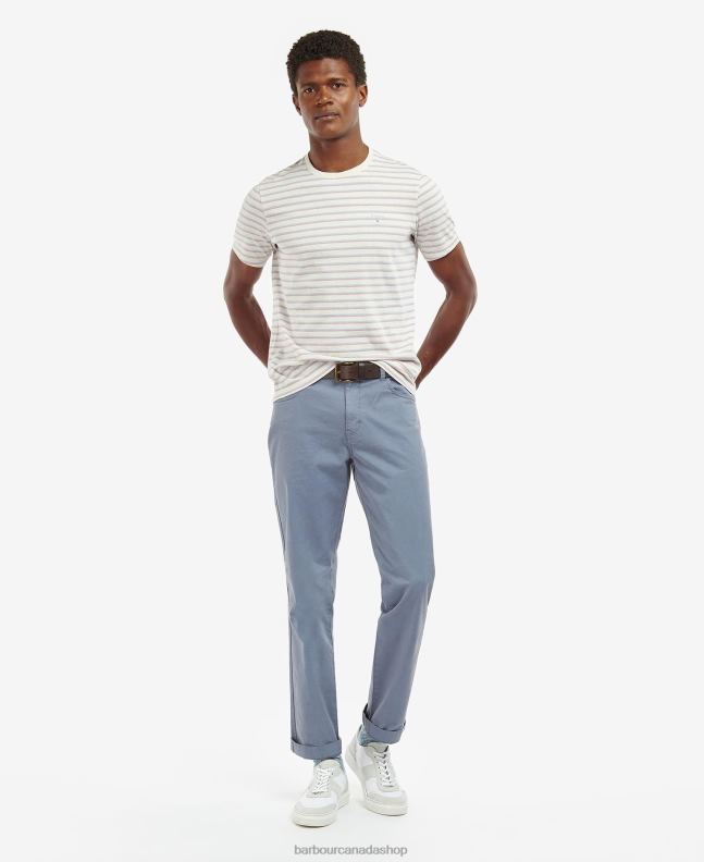 Barbour Clothing Men Grey Marl Ponte Striped T-Shirt 2BB2F939