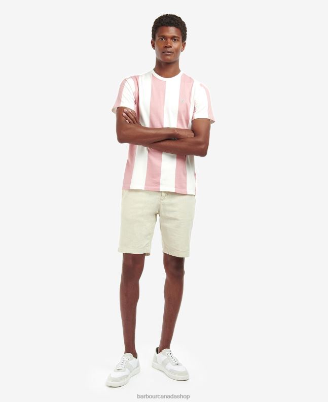 Barbour Clothing Men Pink Salt Osborne Striped T-Shirt 2BB2F806