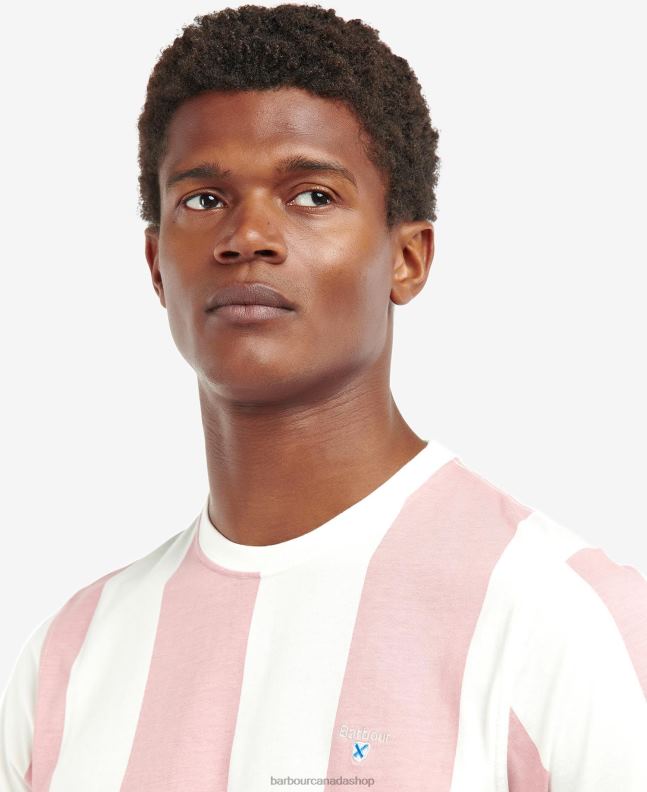 Barbour Clothing Men Pink Salt Osborne Striped T-Shirt 2BB2F806