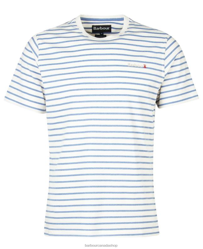 Barbour Clothing Men Powder Blue Dent Striped T-Shirt 2BB2F828