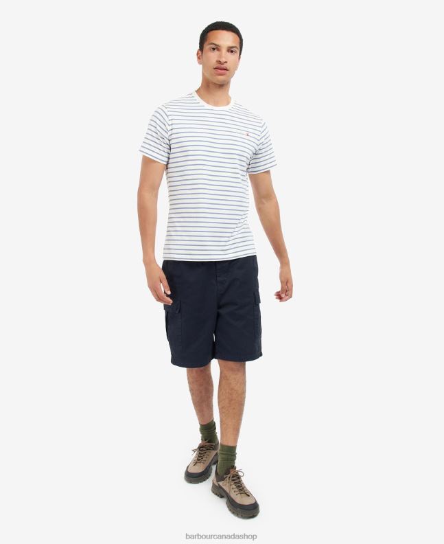 Barbour Clothing Men Powder Blue Dent Striped T-Shirt 2BB2F828