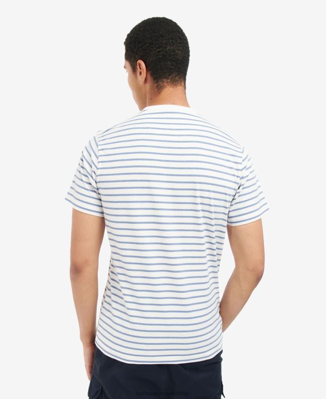 Barbour Clothing Men Powder Blue Dent Striped T-Shirt 2BB2F828