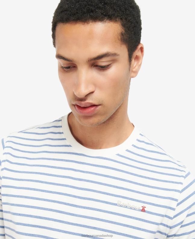 Barbour Clothing Men Powder Blue Dent Striped T-Shirt 2BB2F828