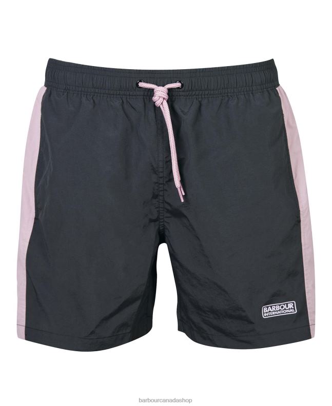 Barbour Clothing Men Black/Thistle Colour-Block Swim Shorts 2BB2F1220