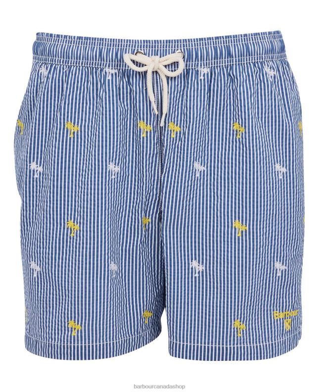 Barbour Clothing Men Navy Palm Stripe Swim Shorts 2BB2F1209