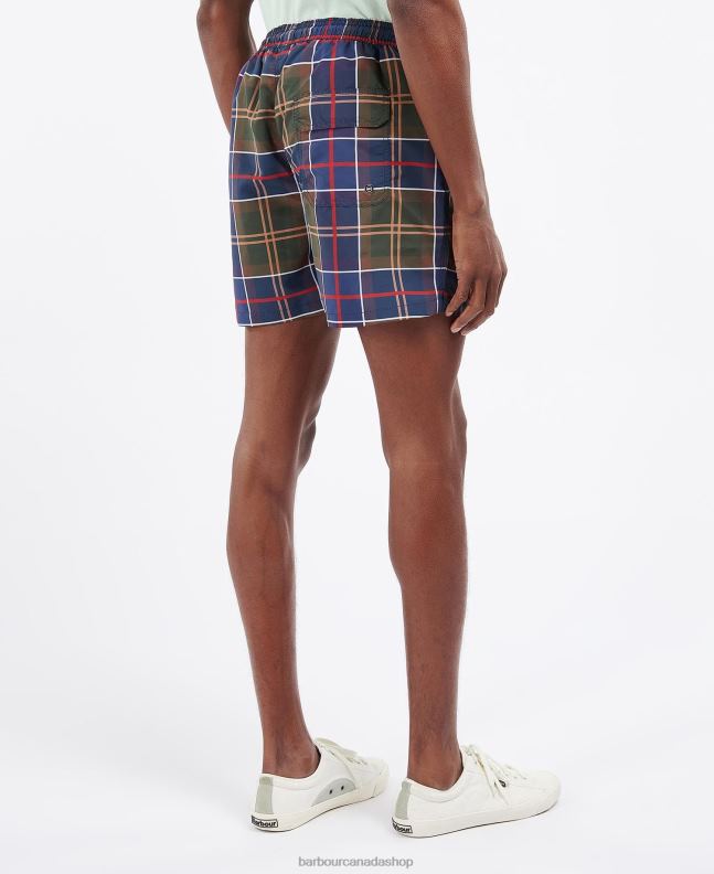 Barbour Clothing Men Summer Navy Tartan Tartan Swim Shorts 2BB2F1169