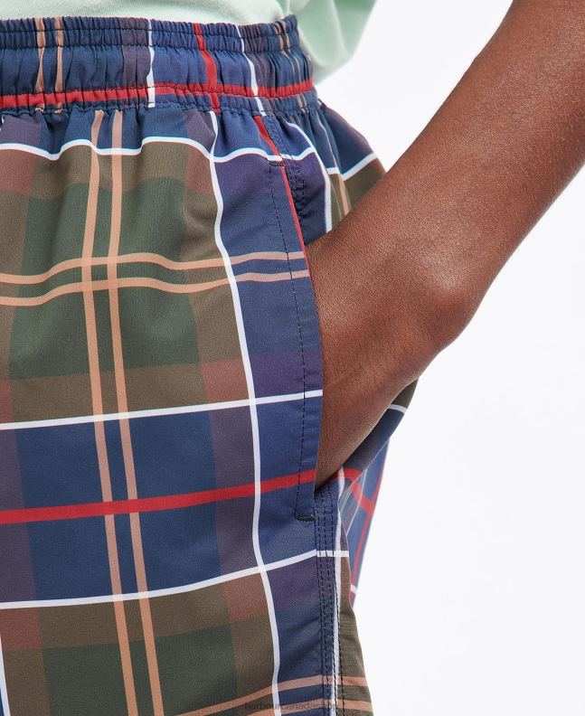 Barbour Clothing Men Summer Navy Tartan Tartan Swim Shorts 2BB2F1169