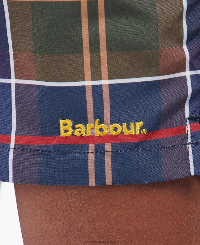 Barbour Clothing Men Summer Navy Tartan Tartan Swim Shorts 2BB2F1169