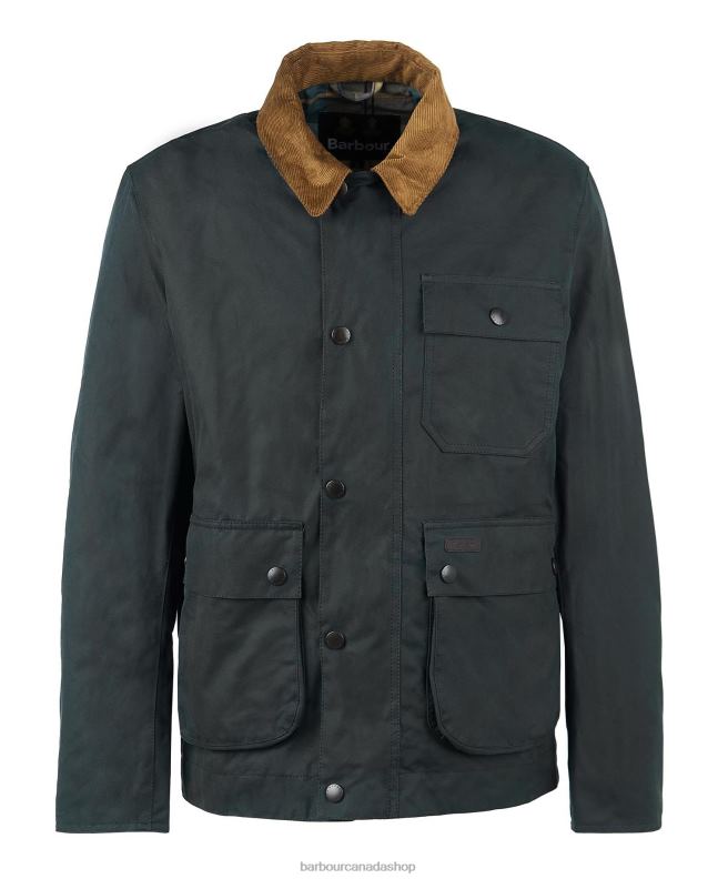 Barbour Clothing Men Navy/River Birch Tartan Meldon Waxed Jacket 2BB2F33