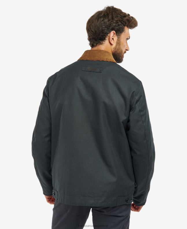 Barbour Clothing Men Navy/River Birch Tartan Meldon Waxed Jacket 2BB2F33