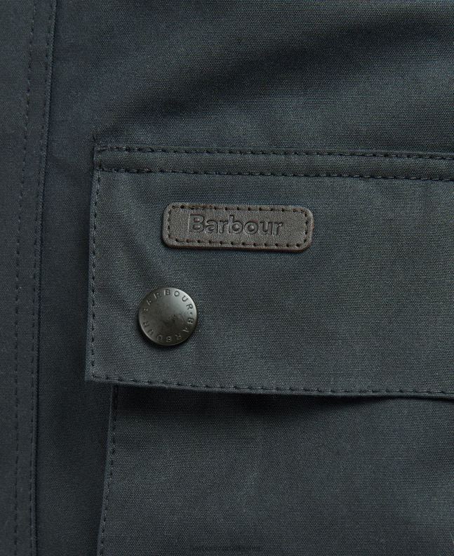 Barbour Clothing Men Navy/River Birch Tartan Meldon Waxed Jacket 2BB2F33