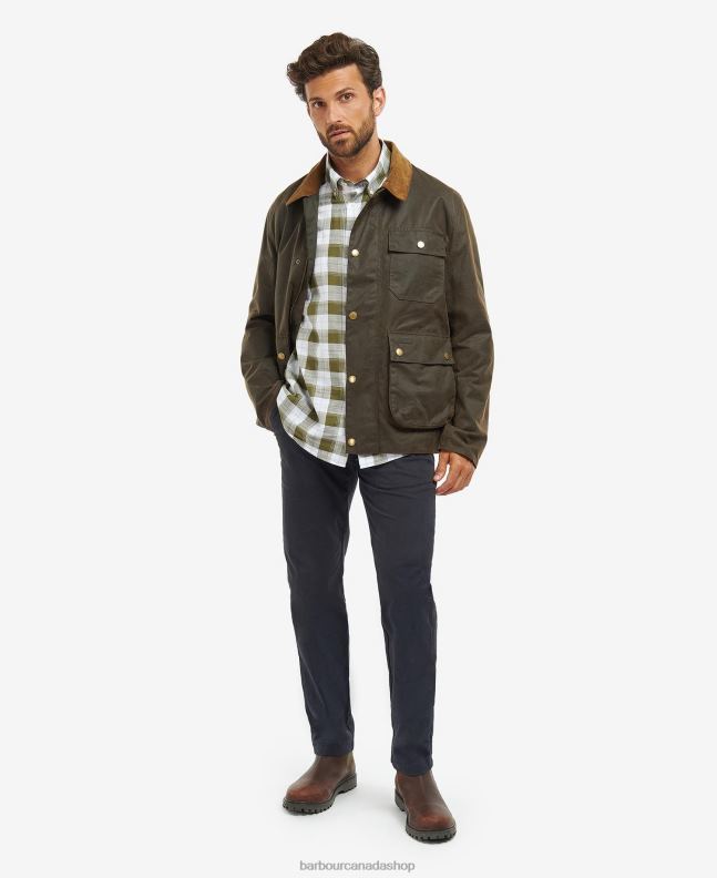 Barbour Clothing Men Navy/River Birch Tartan Meldon Waxed Jacket 2BB2F66