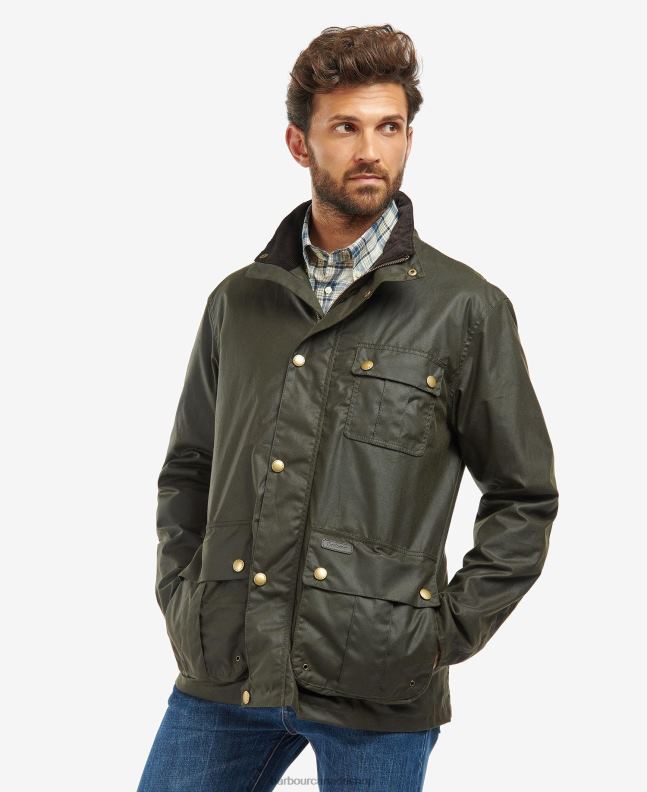 Barbour Clothing Men Olive/Classic Tartan Dunlin Waxed Jacket 2BB2F26