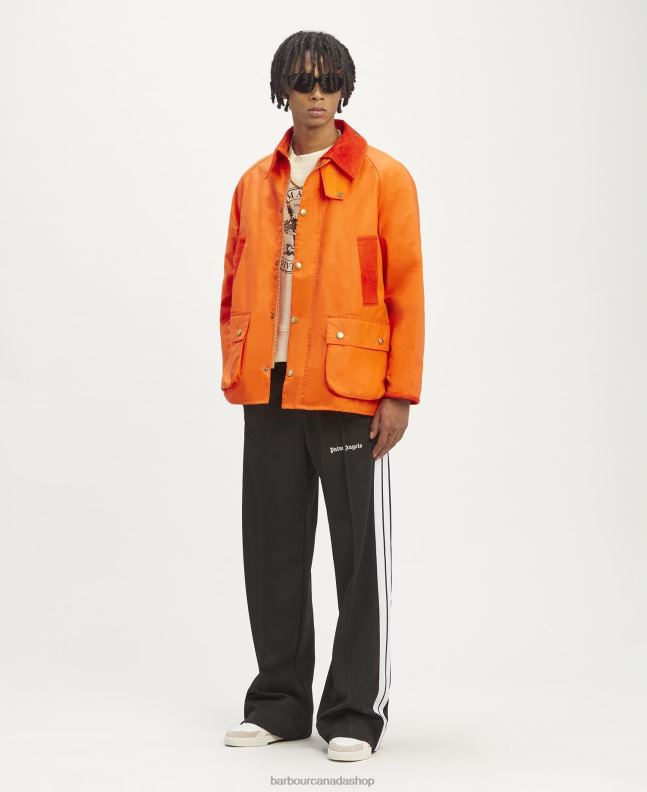 Palm Angels x Barbour Clothing Men Hot Pink Malik Bedale Wax Jacket 2BB2F70