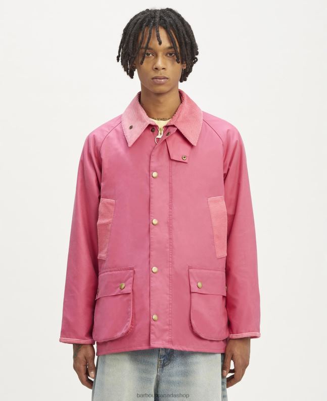 Palm Angels x Barbour Clothing Men Hot Pink Malik Bedale Wax Jacket 2BB2F72